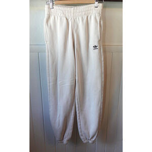 Adidas Pants Womens XS Beige Adicolor Fleece Joggers Sweatpants Trefoil Comfy